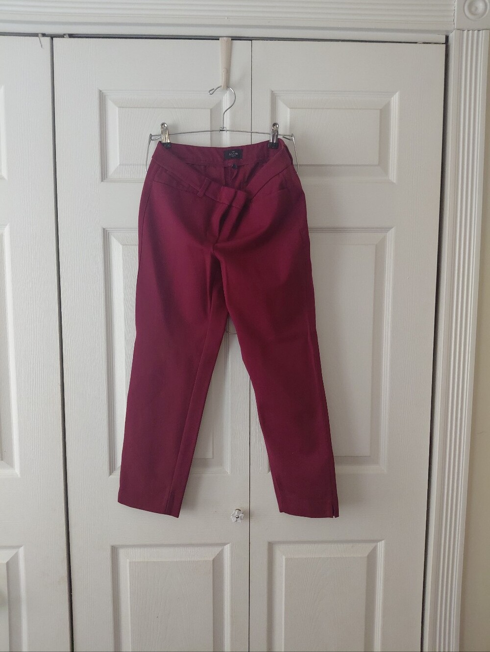 Women's Slim Fit Burgundy Dress Pants
